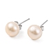 Natural Pearl Round Bead Stud Earrings(EJEW-E298-01D-02P)-1