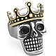 Crâne en émail en acier titane de style steam punk avec bagues en forme de couronne(SKUL-PW0005-06F)-1