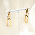 304 Stainless Steel Hoop Earrings for Women, Two Tone Oval with Ring, Golden & Stainless Steel Color, 44x12.5mm(EJEW-G463-02GP)