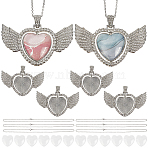 DIY Necklaces Making Kits, including Alloy Pendant Cabochon Settings, 304 Stainless Steel Cable Chain Necklaces, Glass Cabochons, Platinum & Stainless Steel Color, 500mm(DIY-SC0026-78)