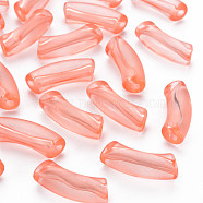 Transparent Acrylic Beads, Curved Tube, Light Coral, 32x9.5x8mm, Hole: 1.8mm, about 330pcs/500g(MACR-S372-002C-005)