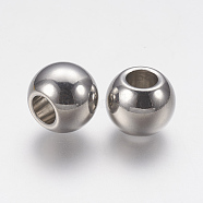 201 Stainless Steel Beads, Large Hole Beads, Rondelle, Stainless Steel Color, 14x11mm, Hole: 6mm(STAS-F141-17P)
