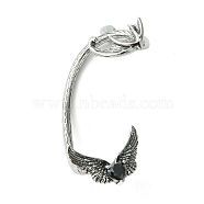 316 Surgical Stainless Steel Cuff Earrings, with Glass, Heart with Wing, Right, Black, 52.5x28.5mm(EJEW-E300-10AS-01)