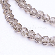 Faceted Round Glass Beads Strands, Coffee, 4mm, Hole: 1mm, about 98pcs/strand, 13.7 inch(X-EGLA-J042-4mm-09)