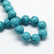 Dyed Synthetic Turquoise Gemstone Bead Strands, Round, Dark Turquoise, 12mm, Hole: 1.5mm, about 33pcs/strand, 15.7 inch(TURQ-R032-12mm-XSS09)