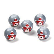 Christmas Theme Handmade Lampwork Beads, with Enamel, Santa Claus, Light Steel Blue, 12x14x11.5mm, Hole: 1.4mm(LAMP-I028-03A)