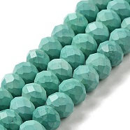 Dyed Natural Howlite Beads Strands, Faceted Rondelle, Medium Aquamarine, 7.5~8x5.5mm, Hole: 1mm, about 72pcs/strand, 15.31 inch(38.9cm)(G-G023-A01-01C)