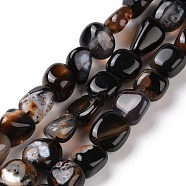 Natural Black Agate Beads Strands, Tumbled Stone, Nuggets, 9~13.5x8~9.5x4~8mm, Hole: 0.8mm, about 42~43pcs/strand, 15.35~15.94''(39~40.5cm)(G-A208-04)