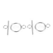 304 Stainless Steel Toggle Clasps, Ring, Stainless Steel Color, Ring: 27.5x19.5x2mm, Hole: 5.5mm, Bar: 30x10x2mm, Hole: 5.5mm(X-STAS-F251-01P)