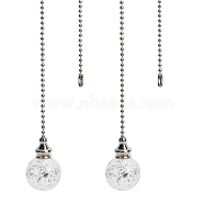 Round Natural Quartz Crystal Pendants, with Platinum Plated Iron Ball Chains, Clear, 545mm(HJEW-WH0008-14P-04)