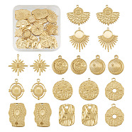 DIY Jewelry Making Finding Kit, Including 304 Stainless Steel Pendants & Cabochon Settings & Rhinestone Settings, Fan & Rectangle & Oval & Star & Flat Round, Real 18K Gold Plated, 17~25x14~23x1.5~3.5mm, Tray: 3.5~8.5mm, Fit for 1~2mm Rhinestone, Hole: 1.2~2.5mm, 2pcs/style(DIY-TA0004-51)
