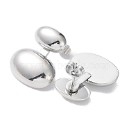 304 Stainless Steel Stud Earrings, Manual Polished, Oval Ear Studs, Stainless Steel Color, 20x16.5mm(EJEW-C062-06P)