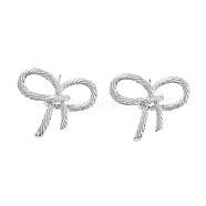 Bowknot Brass Stud Earrings, Long-Lasting Plated, Lead Free & Cadmium Free, Platinum, 20x24.5mm(EJEW-Q811-22P)