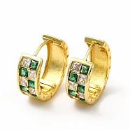 Rack Plating Brass Leverback Earring for Women, Micro Pave Two Tone Cubic Zirconia, Lead Free & Cadmium Free, Real 18K Gold Plated, Sea Green, 19.5x8x21mm, Pin: 1mm(EJEW-H093-02A-G)