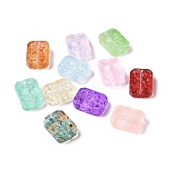 Transparent Spray Painted Glass Beads, Rectangle, Mixed Color, 18x13x5.5mm, Hole: 1.4mm(GLAA-I050-08)