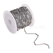 304 Stainless Steel Cable Chains, with Tube Beads, Stainless Steel Color, 2x1.5x0.3mm, 5m/roll(CHS-CJC0001-05P)
