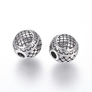 304 Stainless Steel Beads, Rondelle, Antique Silver, 8mm, Hole: 2mm(STAS-G204-48AS)