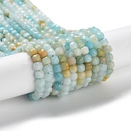 Natural Flower Amazonite Beads Strands, Faceted, Square, 4~4.5x4~4.5x4~4.5mm, Hole: 0.8mm, about 94~95pcs/strand, 15.16''~15.35''(38.5~39cm)(G-J400-A08-03)