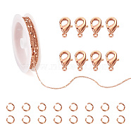 DIY Chains Bracelet Necklace Making Kit, Including Brass Flat Round Link Chains & Clasps, 304 Stainless Steel Jump Rings, Rose Gold, Chain: about 16.40 Feet(5m)/Bag(DIY-TA0006-36)