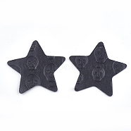 PU Leather Big Pendants, Star with Skull, Black, 52x54x1.5mm, Hole: 1.5mm(X-FIND-T020-083E)