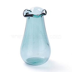 Miniature Glass Vase Ornaments, Micro Toys Dollhouse Accessories Pretending Prop Decorations, Aqua, 27.5~29x15.5~16mm, Hole: 6mm(AJEW-Z006-01C)