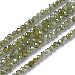 Cubic Zirconia Beads Strands, Faceted, Round, Olive Drab, 1.5~2x2mm, Hole: 0.2mm, about 178~186pcs/strand, 15~15.5 inch(37.5~38.5cm)(G-F596-48B-2mm)