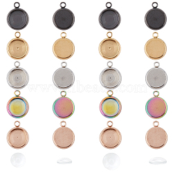 DIY Pendants Making Kits, Including Vacuum Plating 304 Stainless Steel Pendant Cabochon Settings and Transparent Glass Cabochons, Flat Round, Mixed Color, Settings: 13x10.5x3mm, Hole: 1.8mm, Tray: 8mm, 30pcs/box(DIY-UN0002-16)