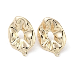 Brass Stud Earring Findings, Oval, Real 18K Gold Plated, 21.5x15mm, Hole: 1.2mm, Pin: 0.7x11mm(KK-G491-55G)