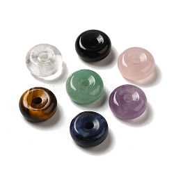 Natural Mixed Gemstone European Pendants, Donut/Pi Disc Charms, Large Hole Pendants, 16~17x6~7mm, Hole: 3~3.5mm(G-M397-01)