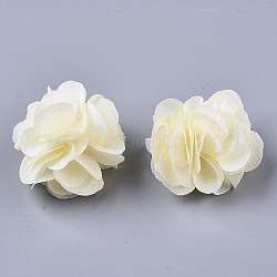 Polyester Fabric Flowers, for DIY Headbands Flower Accessories Wedding Hair Accessories for Girls Women, Champagne Yellow, 34mm(FIND-R076-02Q)