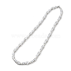Brass Micro Pave Cubic Zirconia Chain Necklaces, Platinum, 18-1/4 inch(46.5cm)(NJEW-L170-09P)
