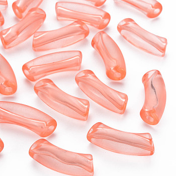 Transparent Acrylic Beads, Curved Tube, Light Coral, 32x9.5x8mm, Hole: 1.8mm, about 330pcs/500g