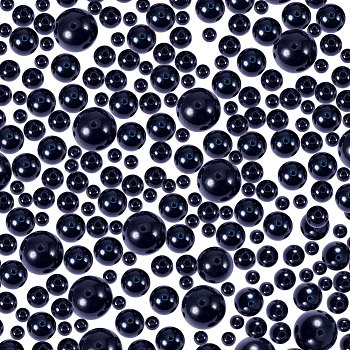 PandaHall Elite Imitated Pearl Acrylic Beads, Round, Black, 8~25mm, Hole: 2~3mm, about 20pcs/size, about 100pcs/set