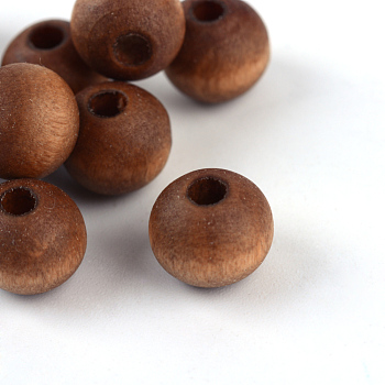 Natural Wood Beads, Dyed, Lead Free, Round, Matte Style, Saddle Brown, 8x7mm, Hole: 2~2.5mm