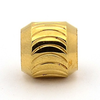 Stainless Steel Beads, Large Hole Column Beads, Ion Plating (IP), Golden, 10x10mm, Hole: 6mm