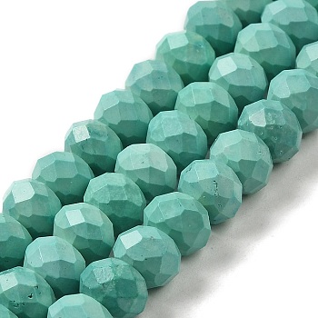 Dyed Natural Howlite Beads Strands, Faceted Rondelle, Medium Aquamarine, 7.5~8x5.5mm, Hole: 1mm, about 72pcs/strand, 15.31 inch(38.9cm)