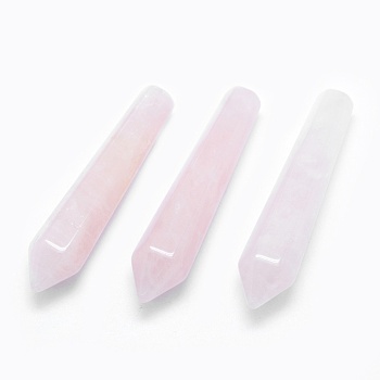 Natural Rose Quartz Pointed Beads, Healing Stones, Reiki Energy Balancing Meditation Therapy Wand, Bullet, Undrilled/No Hole Beads, 50.5x10x10mm