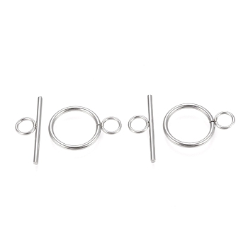 304 Stainless Steel Toggle Clasps, Ring, Stainless Steel Color, Ring: 27.5x19.5x2mm, Hole: 5.5mm, Bar: 30x10x2mm, Hole: 5.5mm