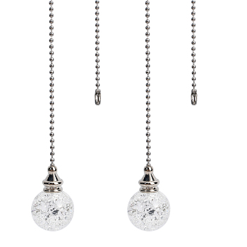 Round Natural Quartz Crystal Pendants, with Platinum Plated Iron Ball Chains, Clear, 545mm