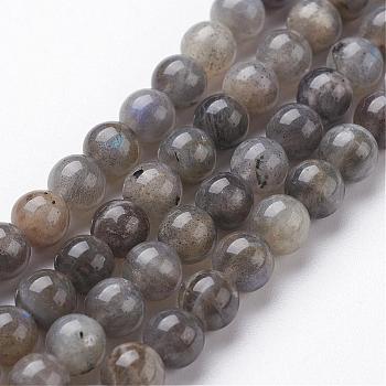 Natural Labradorite Bead Strands, Round, 10mm, Hole: 1mm, about 38pcs/strand, 15.3 inch(390mm)