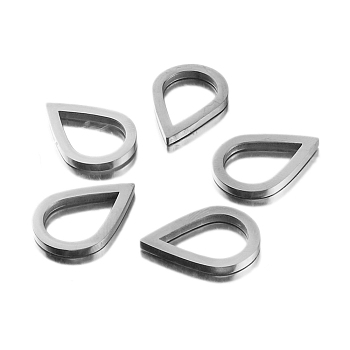 304 Stainless Steel Linking Rings, Teardrop, Stainless Steel Color, 20x14x2mm