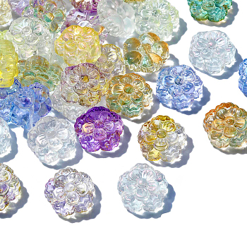 100Pcs Handmade Lampwork Beads, Flower, Mixed Color, 15x15x7mm, Hole: 1.4mm