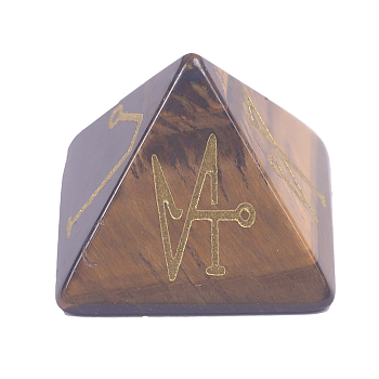Pyramid Reiki Natural Tiger Eye Display Decorations, for Home Office Desk Decoration, 25x25x20mm