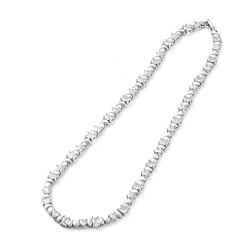 Brass Micro Pave Cubic Zirconia Chain Necklaces, Platinum, 18-1/4 inch(46.5cm)