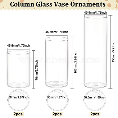Benecreat 6pcs 3 ornements de vase en verre colonne de style(AJEW-BC0002-25)-2