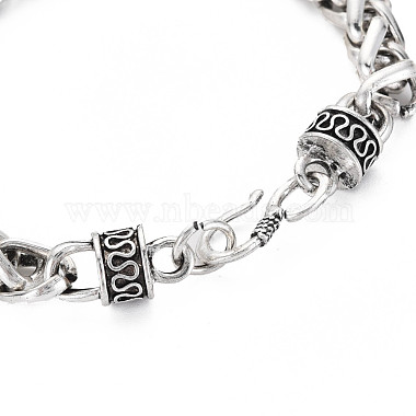 Alloy Wheat Chain Bracelet with Column for Men Women(BJEW-N015-010)-3