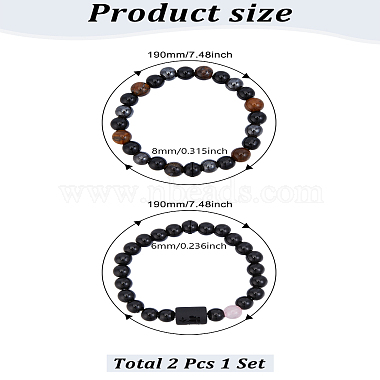 Natural Mixed Gemstone Stretch Bracelets(BJEW-LP0001-25B)-2