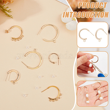 16Pcs 4 Style Brass Ring Stud Earring Findings(KK-BC0013-48)-4