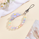 1Pc Plastic Mobile Strap, Alloy Clasp, Flower, Sky Blue, 20.6cm(DIY-LP0002-31A)