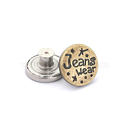 Alloy Button Pins for Jeans, Nautical Buttons, Garment Accessories, Round with Word, Antique Bronze, 20mm(PURS-PW0009-01I-02AB)